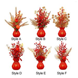 Decorative Flowers Chinese Year Ornament Spring Festival Fu Character Decoration Blessing Feng Shui Red Berries Tree For Outdoor Indoor