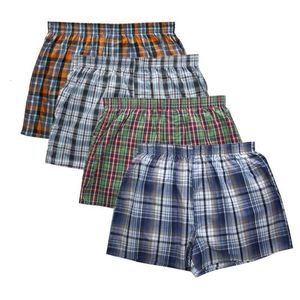 Underbyxor klassiska rutiga män byxor casual mode märke högkvalitativ boxare 4pcslot herrar bomullsboxare mens shorts underkläder 230301