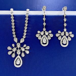 Vintage Queen Crown Lab Diamond Jewelry set 925 Sterling Silver fidanzamento fedi nuziali collana per le donne regalo di promessa nuziale