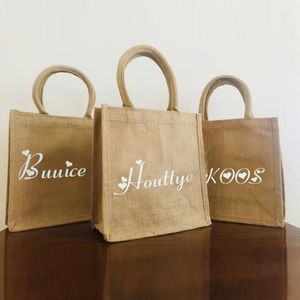 Storage Bags Customizable Bag Foil Jute Tote Retro Beach Personalized Wedding Object CultureStorage StorageStorage