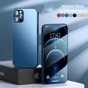 İPhone 14 Pro MAX Case Luxury Slim Square Ag Buzlu Cam Anti-Çizelge Koruyucu Koruyucu Koruyucu Koruyucu Koruyucu Kabuk 13 12 Mini 11 XS MAX XR Yumuşak Silikon Arka Kapak Paketleme Kutusu