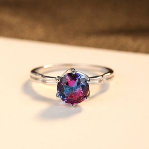 European Style Fashion Gradient Gem s925 Silver Ring Wedding Jewelry Charming Sexy Women Delicate Ring Valentine's Day Gift