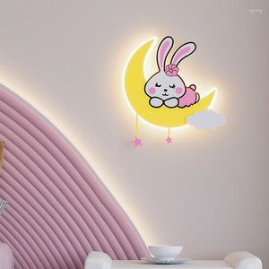 Lâmpada de parede desenho animado do quarto infantil fofo princesa garota romântica cabeceira ao lado