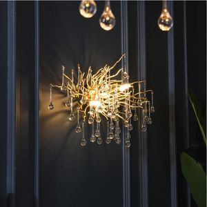 Lâmpadas de parede Modern Crystal Lamp Sala de estar El Luxury Decoration Led Golden Branch