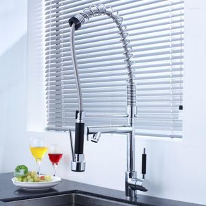 Küchenarmaturen, Feder-Pull-Down-Wasserhahn, Düse, Dual-Modus-Wassermischer, Einhebelmischer, kalt, 2 Auslässe, Dusche, drehbare Wasserhähne