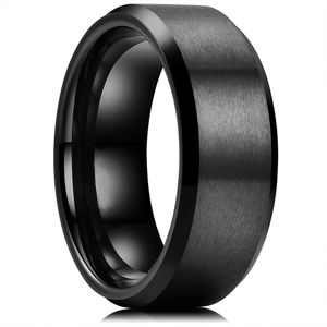 Classic 8MM Men's Stainless Steel Rings Black Brushed Surface Wedding Band Unisex Engagement Jewelry Size 6-13 High Quality