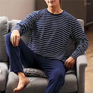 Pijama de algodão listrado para roupas de dormir masculina para calças de manga curta de calça de pijama de calças domésticas masculinas