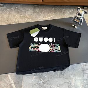 xinxinbuy Män designer T-shirt t-shirt 23ss bälte kanin bokstäver Paris tryck kortärmad bomull kvinnor vit svart Brun grå XS-XL