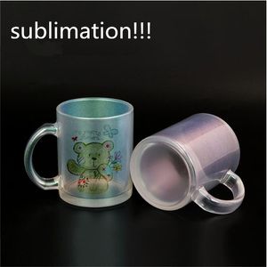 Sublimation iridescent glass tumbler 14oz glass mug colorful glass cups