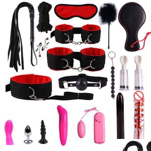 Outros itens de beleza da saúde 20 PCs/set bdsm Bondage Conjunto de bondage Butt Anal Whip Blindfold Dildo ADT Toy Game for Women J1124 Drop Deliver DHGVP