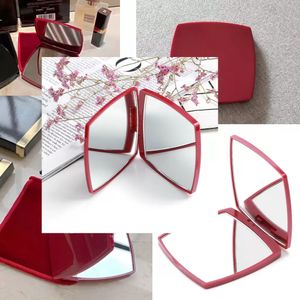 Specchio per trucco portatile pieghevole classico classico di moda rosso e specchio ingranditore con confezione regalo in flanella per cliente VIP