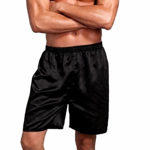 Underpants Männer lose Nachtwäsche Unterwäsche Seiden Satin Boxers Shorts Nightwear Comfy Weich atmungsaktiv FAUX248U