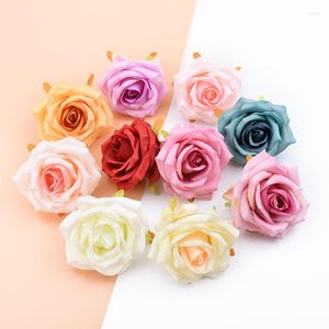 Dekorativa blommor 50st Silk Roses Wall Scrapbook Diy Christmas Wreaths Wedding Home Decoration Accessories Artificial Brosch Headwear