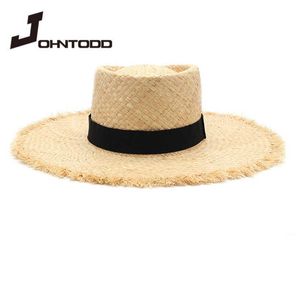 Geniş Memlu Şapkalar Yeni Bayanlar Rafya Şapkası Zarif Bow Kore tarzı Hasır Şapka Kadın Düz Top Panama Şapkası UV Koruma Yaz Tatil Şapkası Kapağı J230301