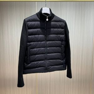 Men Fashion Wool Knitted Mon clair Jackets Down Part Patchwork Zipper Stand Up Collar Light Fluffy Warm Puffa Coats Casual Autumn Winter Clothes