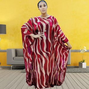 Ethnic Clothing African Maxi Dresses For Women Party Colorful Print Wave Cut Dot Stripe Elegant Loose Bazin Long Robe Evening Nigeria Sexy