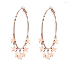 Hoop Earrings Stainless Steel Multi Small Star Heart Tassels Big Round For Women 2023 Fashion Party Jewelry Simple Design