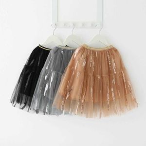 Skirts High Quality 2022 Sequined Tulle Girls Tutu Skirt Baby Shiny Wedding Girls Dance Skirts Child Skirts Girl Fluffy Long Pettiskirt T230301