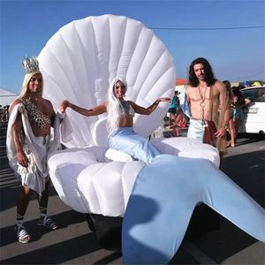 4 m bred reklamfrämjande Uppblåsbar Sea Shell med LED -lampor Clam Giant Jmaid Stage Dance Parade Decoration