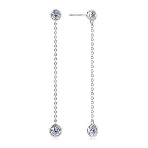 Ohrmanschette IOGOU Lange Quasten-Tropfenohrringe 1,6 cttw Lünette Moissanit für Frauen Original 925 Sterling Silber Mädchen Edler Schmuck 14 Karat Gold 230302