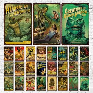 Vintage Tin Painting Creature in Black Lake Movie Metal Wall Decor Sign Board Bar Home Club 30X20cm W03