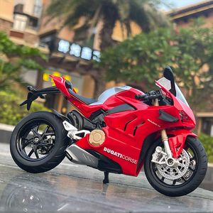 Diecast Model Cars 1/12 Ducati Panigale V4s Racing Cross-Country Motorcycle Model Symulacja Alloy Street Motorcycle Kolekcja dla dzieci prezentJ230228