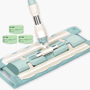 MOPS Flat Mop Floor Telescopic مع منصات الألياف الدقيقة الكبيرة تدور Mop 360 درجة مقبض نوافذ المنزل المطبخ منظف خشب البلاط الخشب 230302