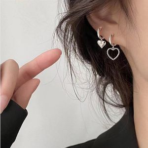 Silber Farbe Geometrische Herzförmige Ohrringe für Frauen Mädchen Mode Hohl Herz Hoop Ohrring Schmuck Zubehör