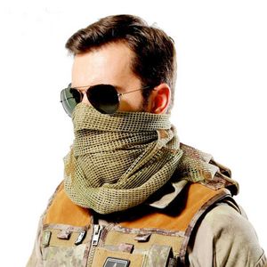 Scarves Military Tactical Scarf Camouflage Mesh Neck Scarf KeffIyeh Sniper Face Scarf Veil Shemagh Head Wrap for Outdoor Camping Hunting L230302