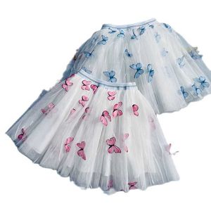 Skirts Summer Girls Mesh Skirt Pastoral Three-dimensional Butterfly New Cute Toddler Girl Tutu Skirts Korean Fashion Tulle Skirt Faldas T230301