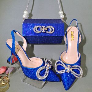 Dress Shoes doershow African fashion Italian And Bag Sets For Evening Party With Stones blue Handbags Match Bags! SGF14 230302