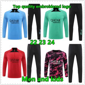 22 23 24 psgS uomini e bambini tuta da calcio maglia maglia set MessiS mbappe maglie da calcio da uomo tute da allenamento giacca chandal survêtement foot kit