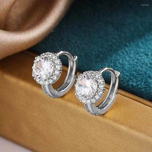 Hoop Earrings Huitan Women's Round Cubic Zirconia Small Circle Fashion Versatile Ladies Jewelry Bulk