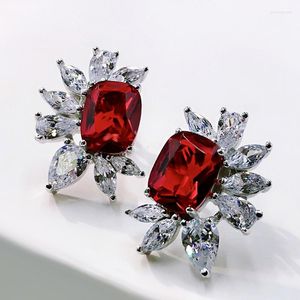 Ohrstecker 2023 925 Sterling Silber Rot Gelb Blau High Carbon Diamant Blütenblatt Für Frauen Jahrestag Edlen Schmuck Geschenk