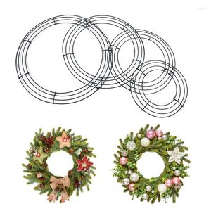 Decorative Flowers 1Pcs 20-35cm Metal Round Hoop DIY Christmas Decoration Wire Wreath Frame Wall Hanging For Wedding Valentine Decorations