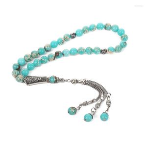 Strand Muzułmański różaniec Jade Stone Arab Arab Turquoise 33 Tasbeeh Nagarstand Modlitwa Politle Bransoletka Tesbih Tasbih