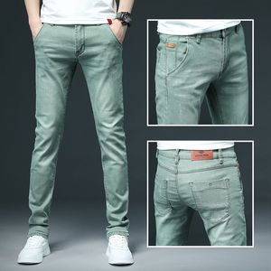 Erkek kot pantolon renkli kot pantolon streç skinny jeans erkekler moda gündelik ince fit denim pantolonlar erkek yeşil siyah haki beyaz pantolon erkek marka 230302