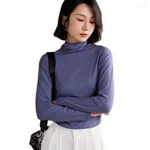 Women's T Shirts Women T-shirts Casual Modal 2023 Spring Autumn Warm Topps Slim Stretch Soft Bottom Shirt Korean Fashion Inner Wear Tshirt
