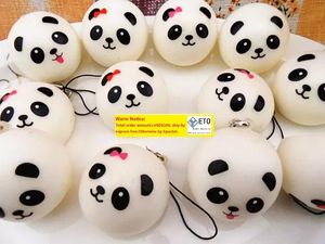 4cm Jumbo Panda Squishy Charms Kawaii Buns Bread Cell Phone Key Bag Strap Pendant Squishes lanyard