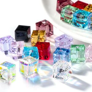 Pärlor Övriga 4mm 100st Square Cube Form Multicolor Crystal Women's Jewelry Findings Tassels Earring Armband Halsband Tillbehör DIY