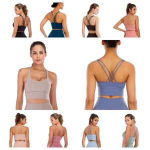 Reggiseno sportivo con spalline a basso impatto da donna, reggiseno yoga imbottito senza ferretto, incrociato sul retro