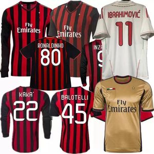 AC Retro Milan Camisas de futebol 2009 2010 2011 2012 13 2014 MALDINI Ronaldinho INZAGHI KAKA NESTA IBRAHIMOVIC PATO T.SILVA 09 10 11 12 13 14 camisa de futebol clássica