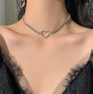 Chains 2023 Crystal Necklace Mosaic Love Pixel Peach Hollow Heart Punk Harajuku Style Fashion Asymmetry Women's Jewelry Gift