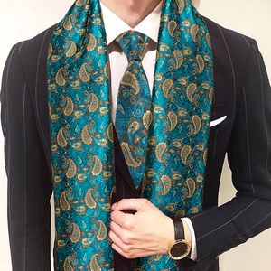 Halsdukar mode män halsduk green jacquard paisley 100% silkes halsduk slips höst vinter casual affärsdräkt skjorta halsduk set barry.wang 230302