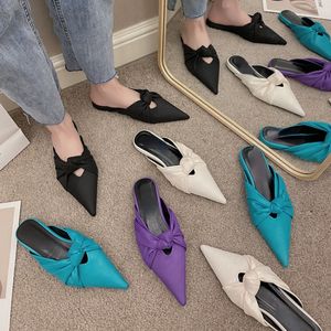 Slippers fechados de pé metade para mulheres de verão de verão sandálias de internet externa