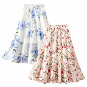 Skirts Spring Summer Floral Girl Skirt Chiffon Long Length Fashion Teenager Girl Clothes Elegant Princess Plus Size Tutu Tulle Big T230301