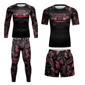 Mens Trailtsits Bjj MMA Rashguard Jiu Jitsu Terzlendirme Sıkıştırma Spor Jogging Sportswear Erkekler Boks Muay Thai Eğitim Çalışma Gym Giyim 230228