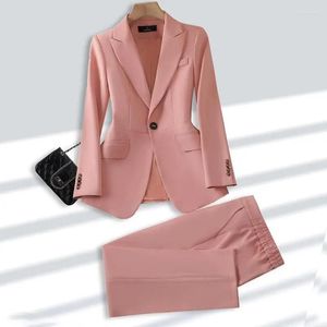 Women's Two Piece Pants Spring Autumn Fashion Ladies Pant Suit Formal Women Office Business Work Wear Blazer And Trouser 2 Set Black Khaki