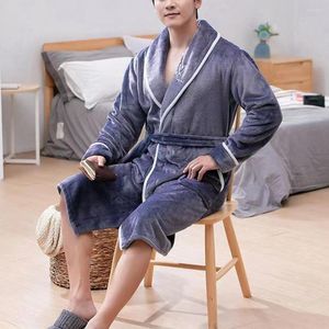 Robo de banho masculino chique depois de tomar banho de lã de lã de colarinho de inverno para homens para casa