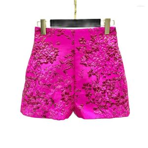 Frauen Shorts Vintage Rose Red Fashion Vielseitige Taille Blumen Design Short Hosen sanfte Temperament Frauen höchste Qualität Kleidung